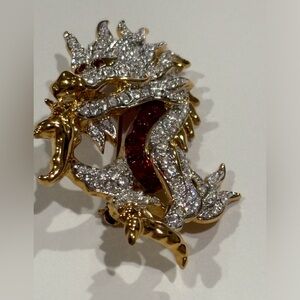 1990’s retired Swarovski Crystal dragon pin in bag brooch